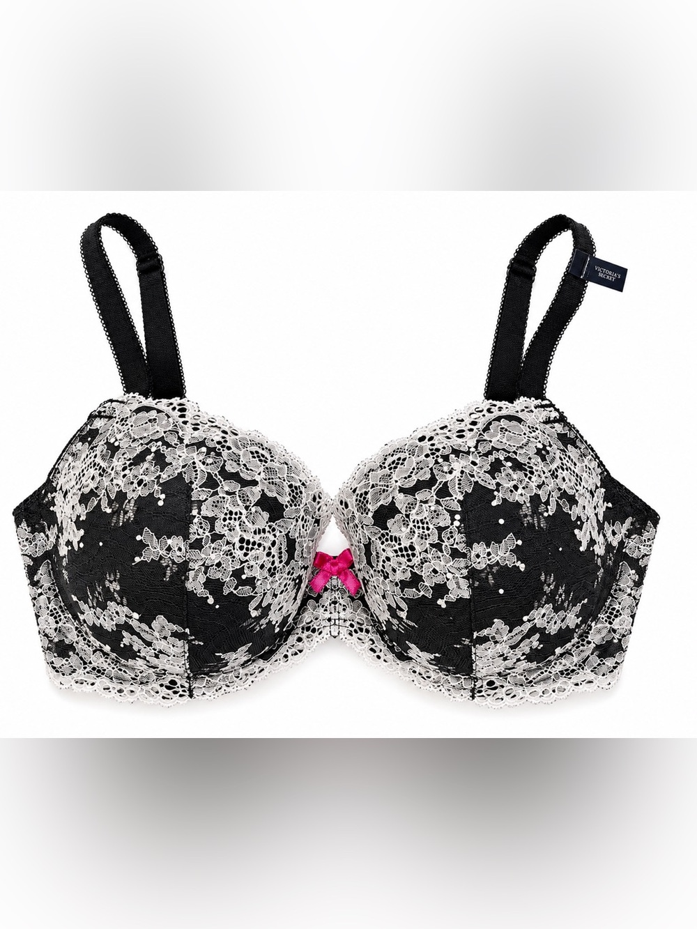 NWT Victoria’s Secret Dream Angels Lace Demi Bra 34DD Black Floral Rhinestone
